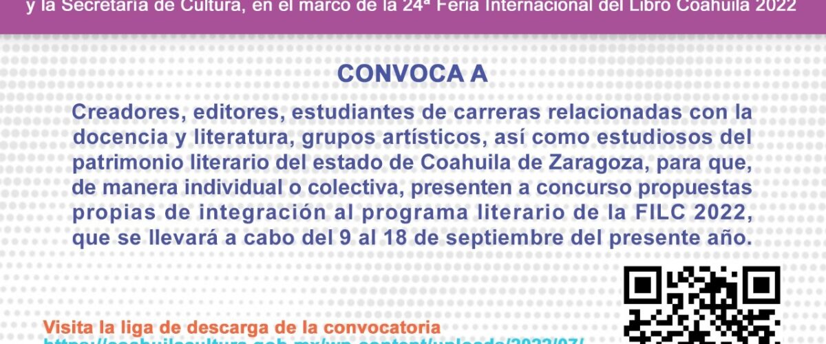 LANZA COAHUILA CONVOCATORIA PARA LA FERIA INTERNACIONAL DEL LIBRO